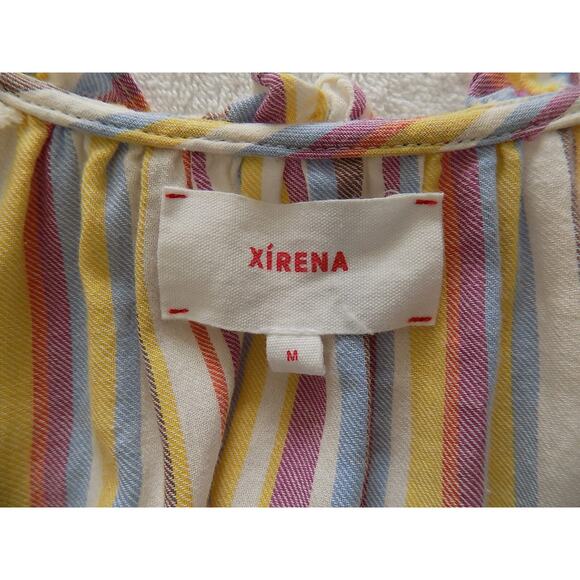 Xirena top blouse puffy sleeves multicolor striped boho size Medium - Picture 6 of 7